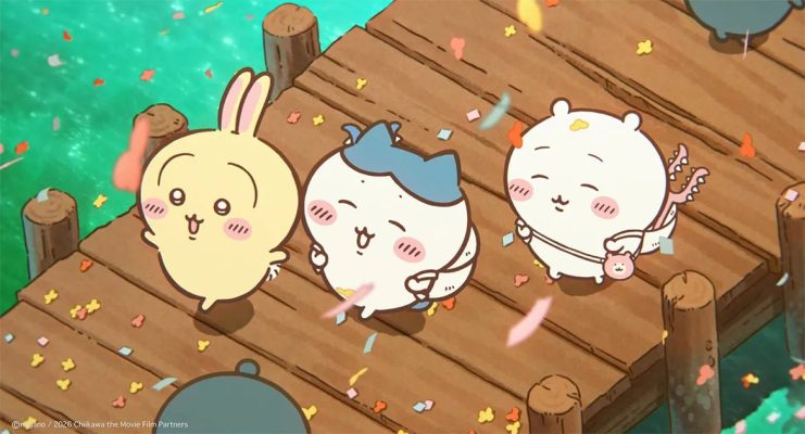 Chiikawa and friends receiving a mysterious island invitation flyer